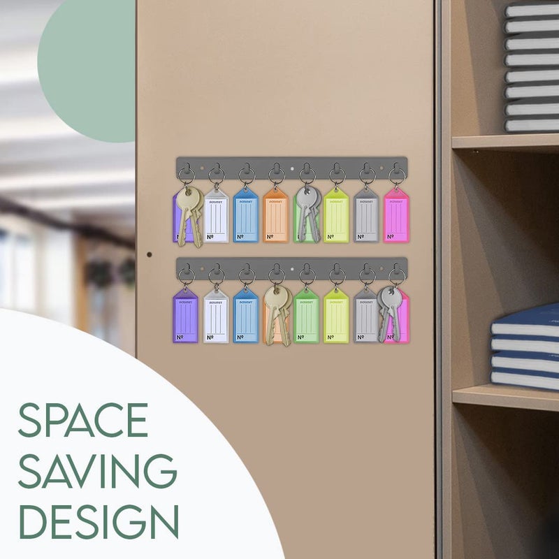 Acrimet Key Tag Rack w/ 8 Keyring Tags (Self-Adhesive Key Storage Rack) (2 Pack) (Assorted Color) - Image 5